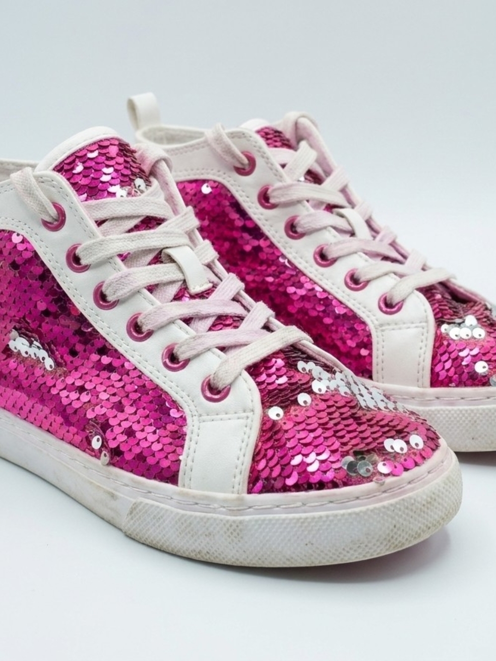 JoJo Siwa Pink Sequin High Top Sneakers Kids Size 3